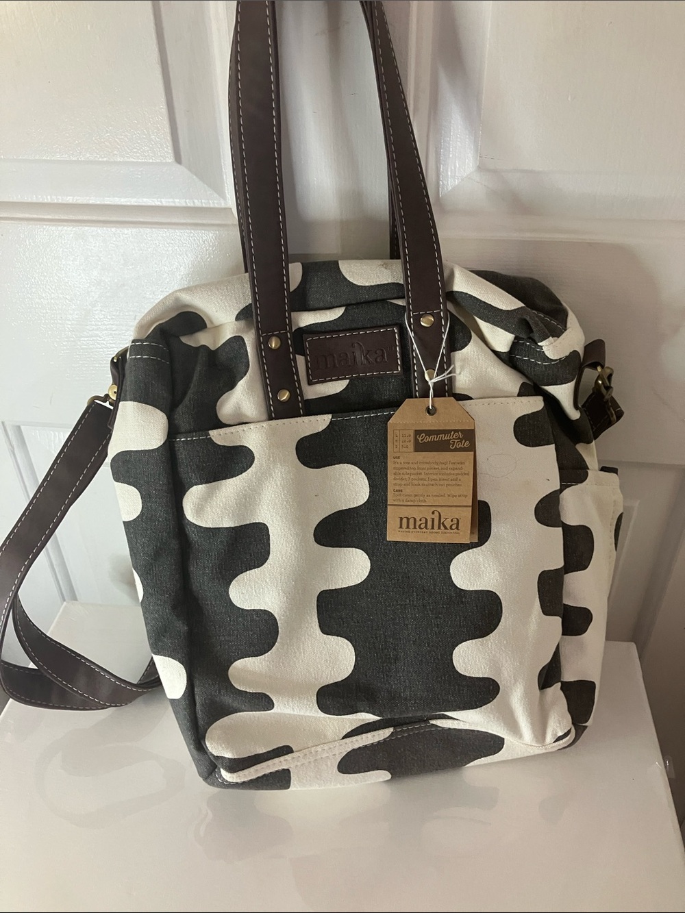 MAIKA Recycled Canvas Commuter Tote Bag Echo Charcoal NWT Travel Laptop Purse